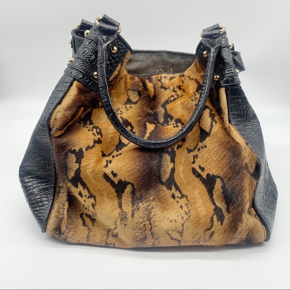 Women's Animal-Print Satchel with Black Trim